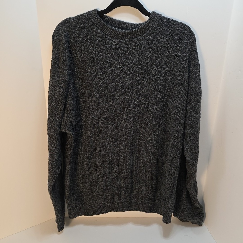 Vintage David Taylor Sweater Men's large Gray Preppy Boxy Crop Solid Fall 90s